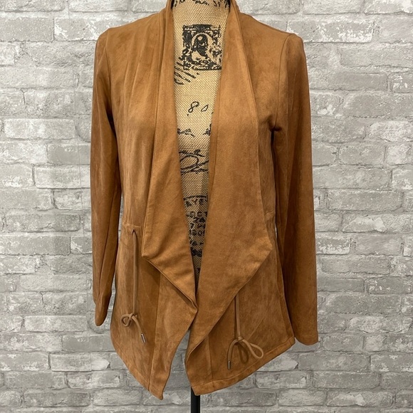 Thread & Supply Camel Faux Soft Suede Drape Jacket - Picture 1 of 6